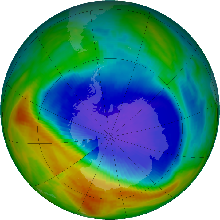 Antarctic ozone map for 26 September 1990